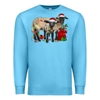 Ocean Blue Christmas Suffolk Sheep And Baby Suffolk Sheep Premium Sweatshirt - LillyAllenDesigns