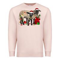 Pale Pink Christmas Suffolk Sheep And Baby Suffolk Sheep Premium Sweatshirt - LillyAllenDesigns