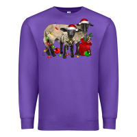 Purple Christmas Suffolk Sheep And Baby Suffolk Sheep Premium Sweatshirt - LillyAllenDesigns