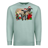 Seafoam Christmas Suffolk Sheep And Baby Suffolk Sheep Premium Sweatshirt - LillyAllenDesigns