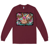 Burgundy happy easter bunny western background Long Sleeve Tee - Jasminsmagicworld