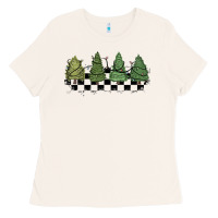 Christmas Checkered Trees Ladies Tee | Teevron