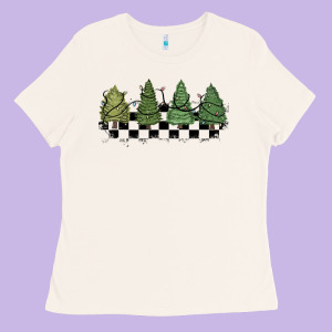 Christmas Checkered Trees Ladies Tee Designed By Maliassmallbusiness