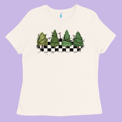 Ladies Tee christmas checkered trees