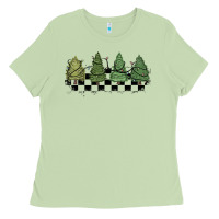 Matcha christmas checkered trees Ladies Tee - MaliasSmallBusiness
