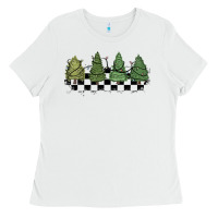 White christmas checkered trees Ladies Tee - MaliasSmallBusiness