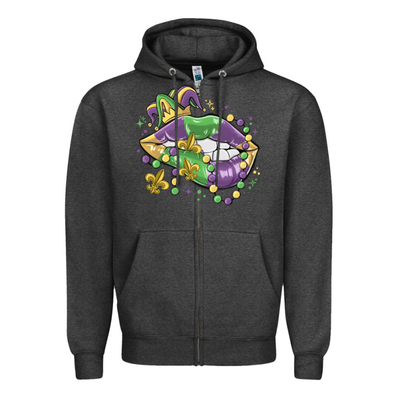 Mardi Gras Lips Zipper Hoodie by MaliasSmallBusiness | Teevron