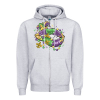 Heather Grey mardi gras lips Zipper Hoodie - MaliasSmallBusiness