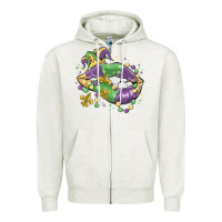 Oatmeal Heather mardi gras lips Zipper Hoodie - MaliasSmallBusiness