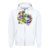 White mardi gras lips Zipper Hoodie - MaliasSmallBusiness