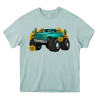 Arona monster truck with sunflower western Heavy Core Tee - texasbilliewilder