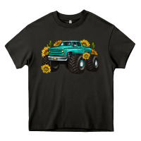 Asphalt monster truck with sunflower western Heavy Core Tee - texasbilliewilder