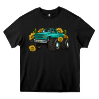 Black monster truck with sunflower western Heavy Core Tee - texasbilliewilder