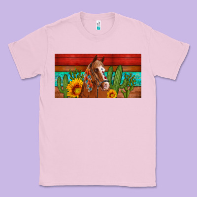 Aztec Horse Cactus And Sunflowers License Plate Template Classic Tee Designed By Artiststas