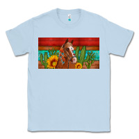 Dusty Blue aztec horse cactus and sunflowers license plate template Classic Tee - Artiststas
