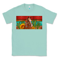 Seafoam aztec horse cactus and sunflowers license plate template Classic Tee - Artiststas
