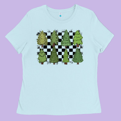 Ladies Tee checkered trees