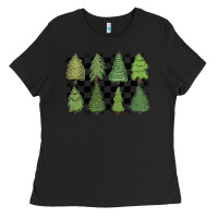 Black checkered trees Ladies Tee - MaliasSmallBusiness