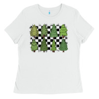White checkered trees Ladies Tee - MaliasSmallBusiness