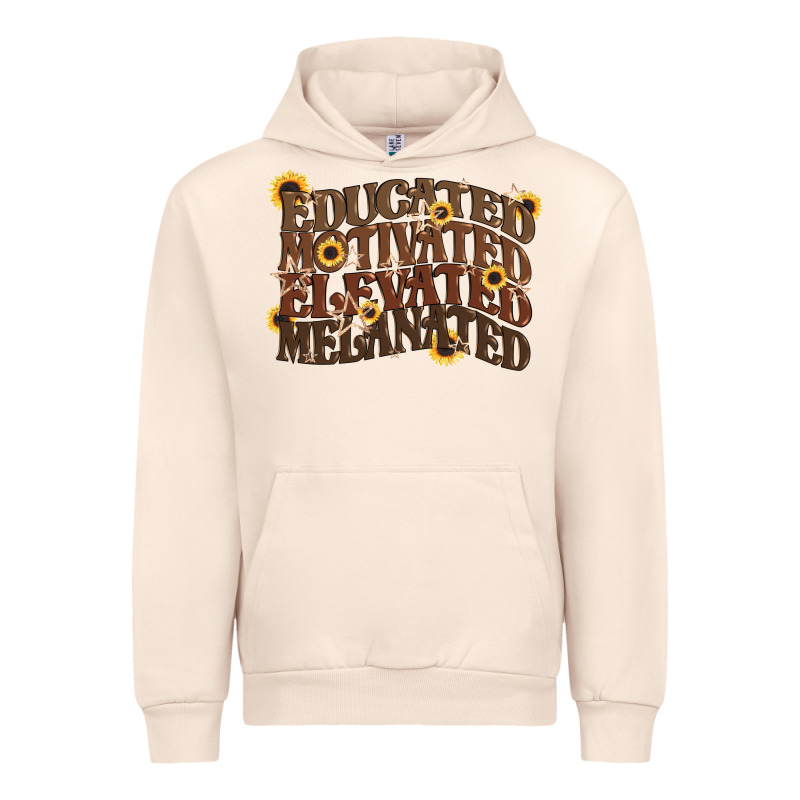 Educated Motivated Elevated Melanated Juneteenth Urban Hoodie by CowGirlArtShop | Teevron