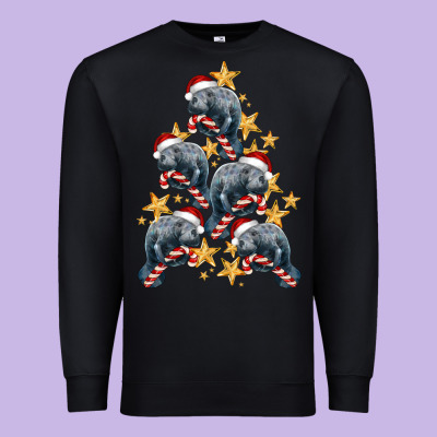 Christmas Tree With Manatee Premium Sweatshirt Designed By Lillyallendesigns