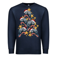Navy Christmas Tree With Manatee Premium Sweatshirt - LillyAllenDesigns