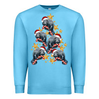 Ocean Blue Christmas Tree With Manatee Premium Sweatshirt - LillyAllenDesigns