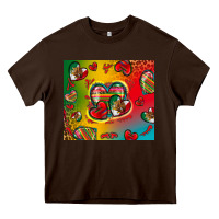 Chocolate Brown mexico hearts Heavy Core Tee - Zillion Design Studio