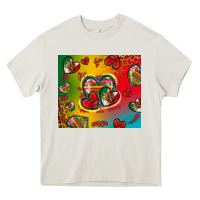 Cream mexico hearts Heavy Core Tee - Zillion Design Studio