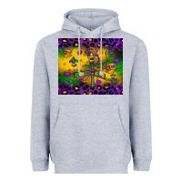 Heather Grey mardi gras street lights Heavyweight Hoodie - LillyAllenDesigns