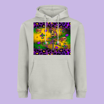 Mardi Gras Street Lights Heavyweight Hoodie Designed By Lillyallendesigns