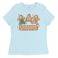 Baby Blue gingerbread christmas Ladies Tee - MaliasSmallBusiness