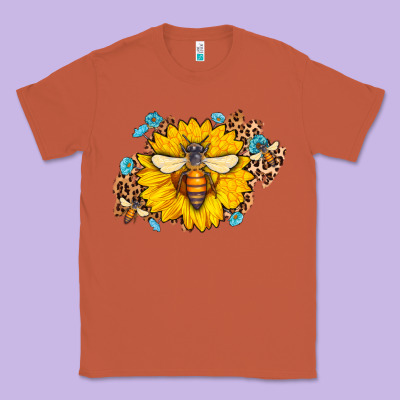 Bee Sunflower Leopard Classic Tee Designed By Adodesignshop