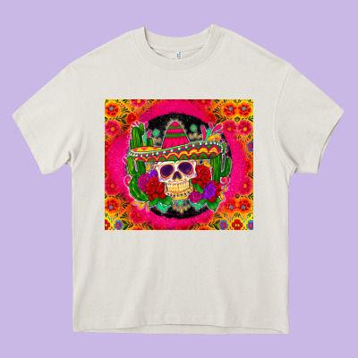 Mexican Skull Heavy Core Tee Designed By Zillion Design Studio