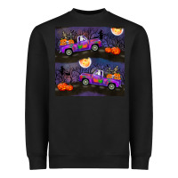 Black halloween spooky truck seamless pattern Heavyweight Sweatshirt - BundleAndBundleShop