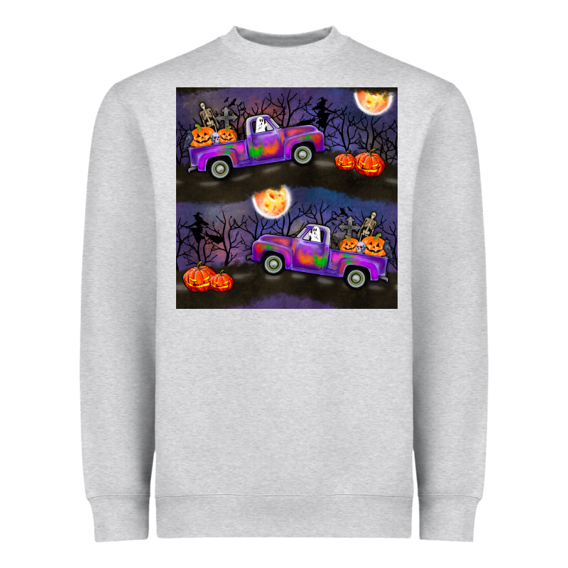 Halloween Spooky Truck Seamless Pattern Heavyweight Sweatshirt by BundleAndBundleShop | Teevron