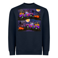 Navy halloween spooky truck seamless pattern Heavyweight Sweatshirt - BundleAndBundleShop