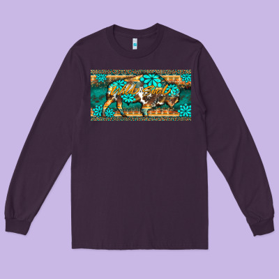 Western  Bison Wild Soul Turquoise's Gemstones  License Plate Template Long Sleeve Tee Designed By Barkaloodesign