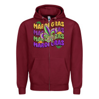 Burgundy mardi gras with fleur de lis Zipper Hoodie - MaliasSmallBusiness