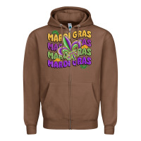 Chestnut mardi gras with fleur de lis Zipper Hoodie - MaliasSmallBusiness