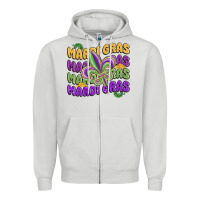 Dove Grey mardi gras with fleur de lis Zipper Hoodie - MaliasSmallBusiness