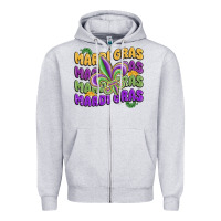 Heather Grey mardi gras with fleur de lis Zipper Hoodie - MaliasSmallBusiness