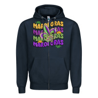 Navy mardi gras with fleur de lis Zipper Hoodie - MaliasSmallBusiness