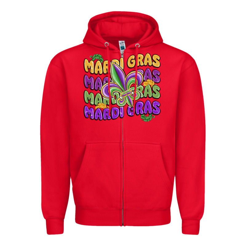Mardi Gras With Fleur De Lis Zipper Hoodie by MaliasSmallBusiness | Teevron