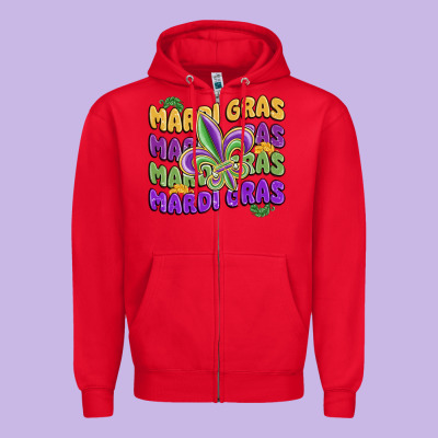 Mardi Gras With Fleur De Lis Zipper Hoodie Designed By Maliassmallbusiness