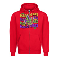 Red mardi gras with fleur de lis Zipper Hoodie - MaliasSmallBusiness