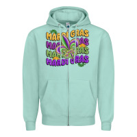 Seafoam mardi gras with fleur de lis Zipper Hoodie - MaliasSmallBusiness
