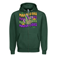 Sports Green mardi gras with fleur de lis Zipper Hoodie - MaliasSmallBusiness