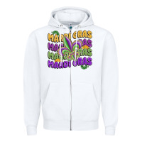 White mardi gras with fleur de lis Zipper Hoodie - MaliasSmallBusiness