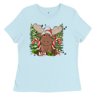 Baby Blue christmas reindeer Ladies Tee - MaliasSmallBusiness